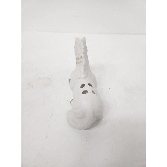 VINTAGE Rainbow Unicorn Figurine Ceramic Sitting Sculpture Matte White Gold - Picture 3 of 9